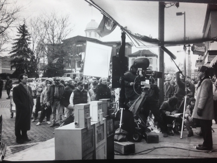 ‘Groundhog Day’ -- A shot from one of Phil’s many intros to Ned Ryerson outside the Tick Tock Diner. Yours truly is just right of Bill Murray. The guy in the down vest and white sleeves to the right of me is 1st AD, Mike Haley. 